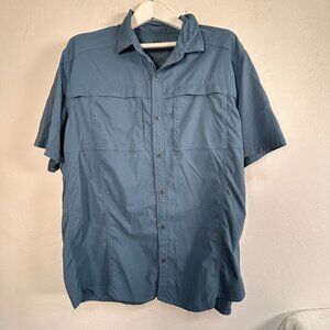 REI Mens Blue Short Sleeve Button-Up Shirt XXL Outdoor Hiking Lightweight Pocket